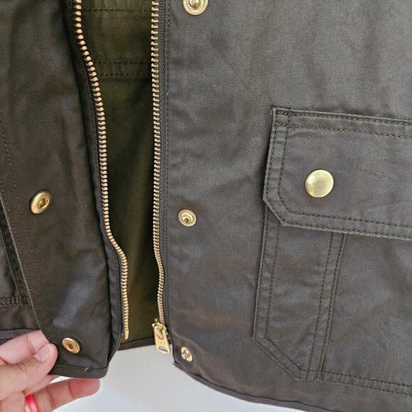 J.Crew The‎ Downtown Field Jacket M Mossy Brown Olive Zip Snap Utility - Picture 8 of 13